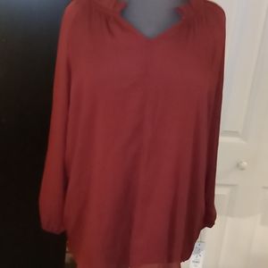 Size 3x Burgundy Sheer Top